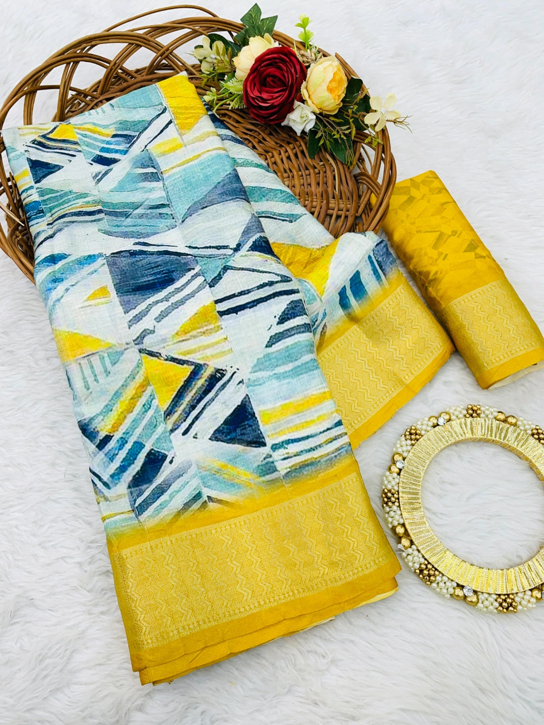 light yellow colour saree