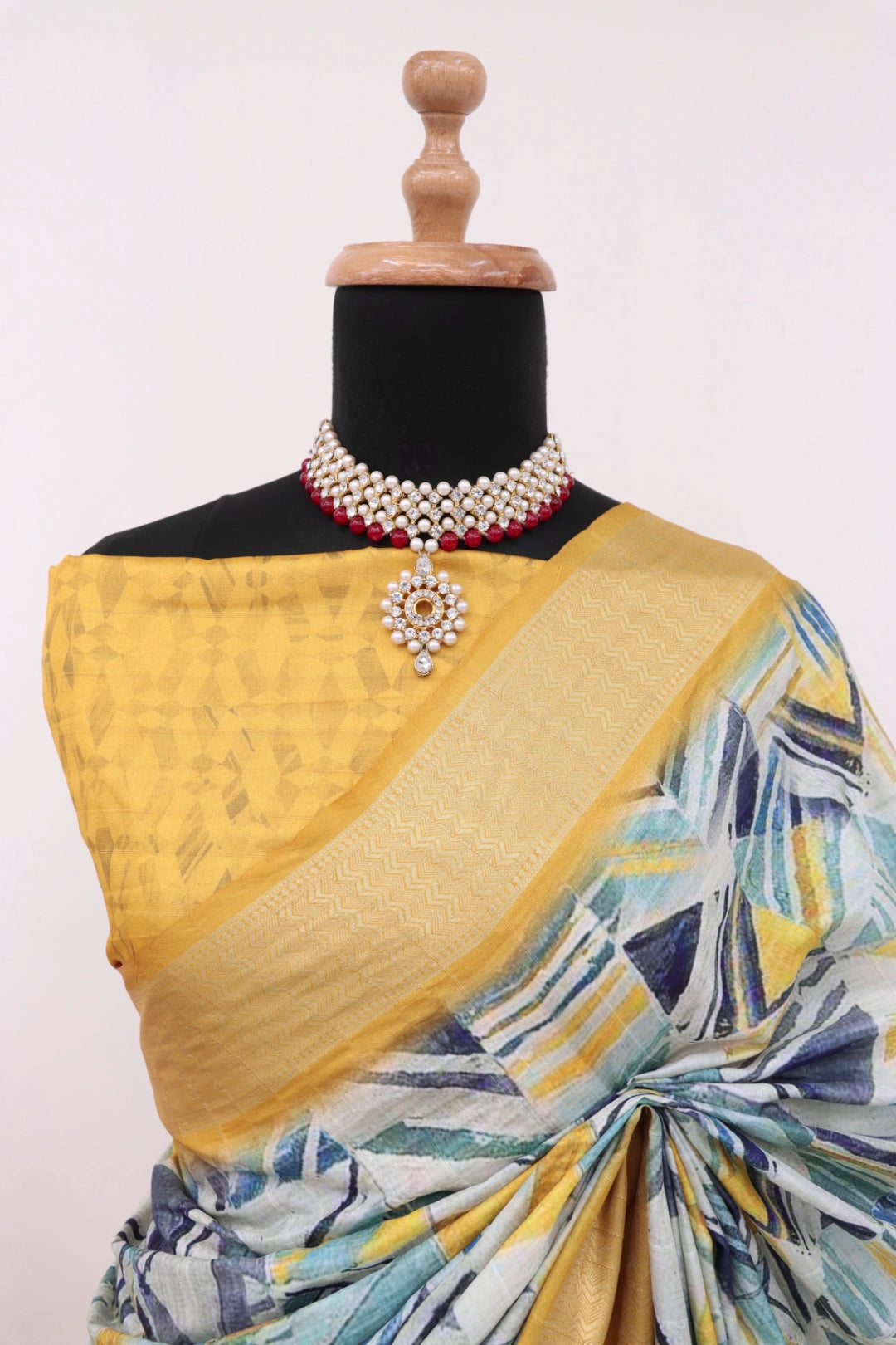 light yellow silk saree