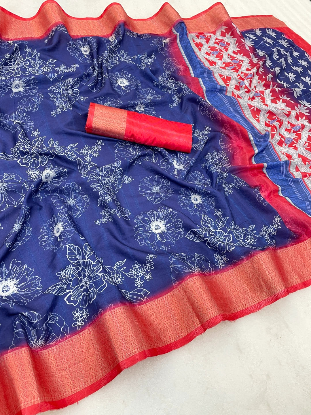 dark blue silk saree