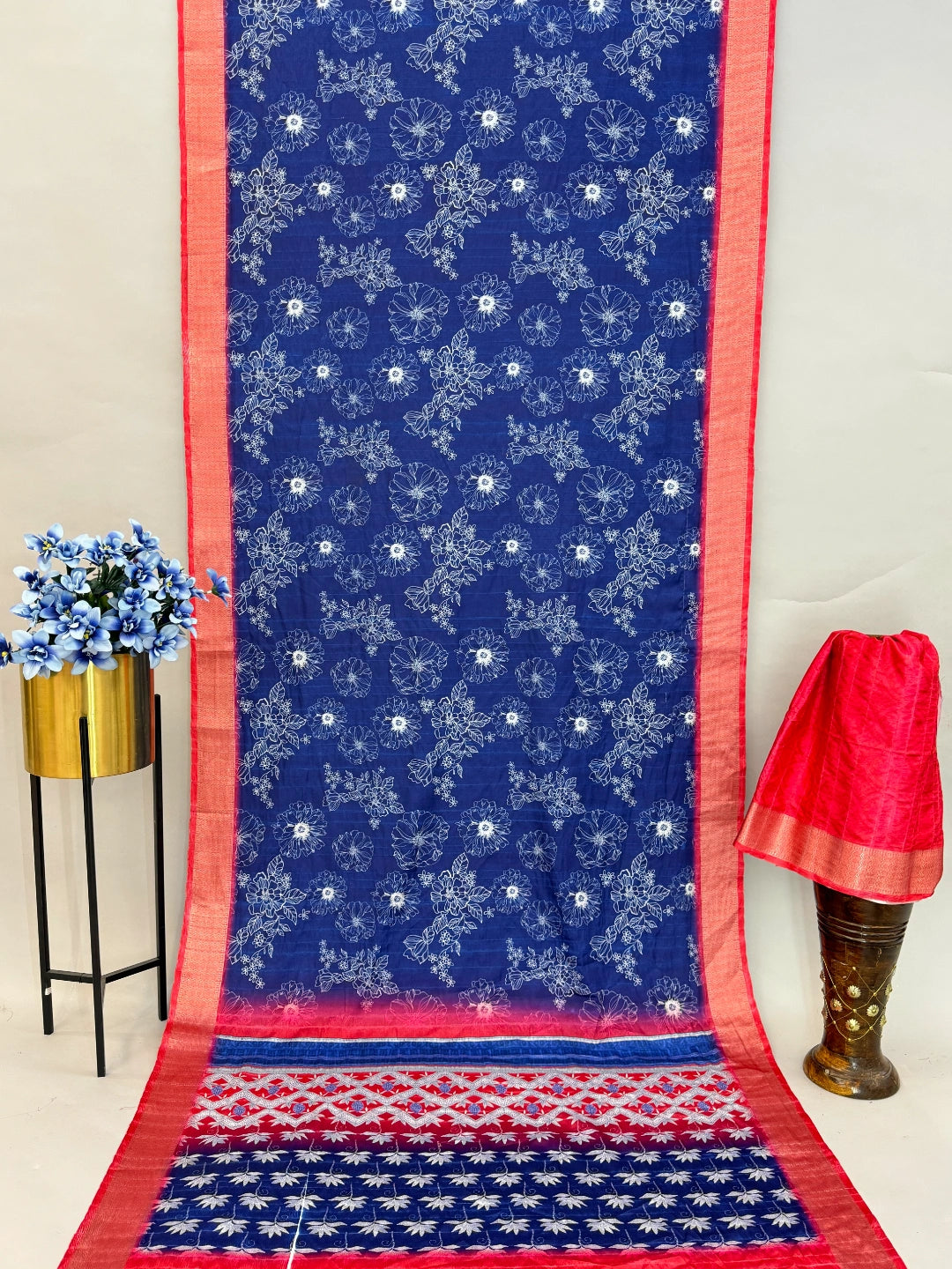 dark blue silk saree