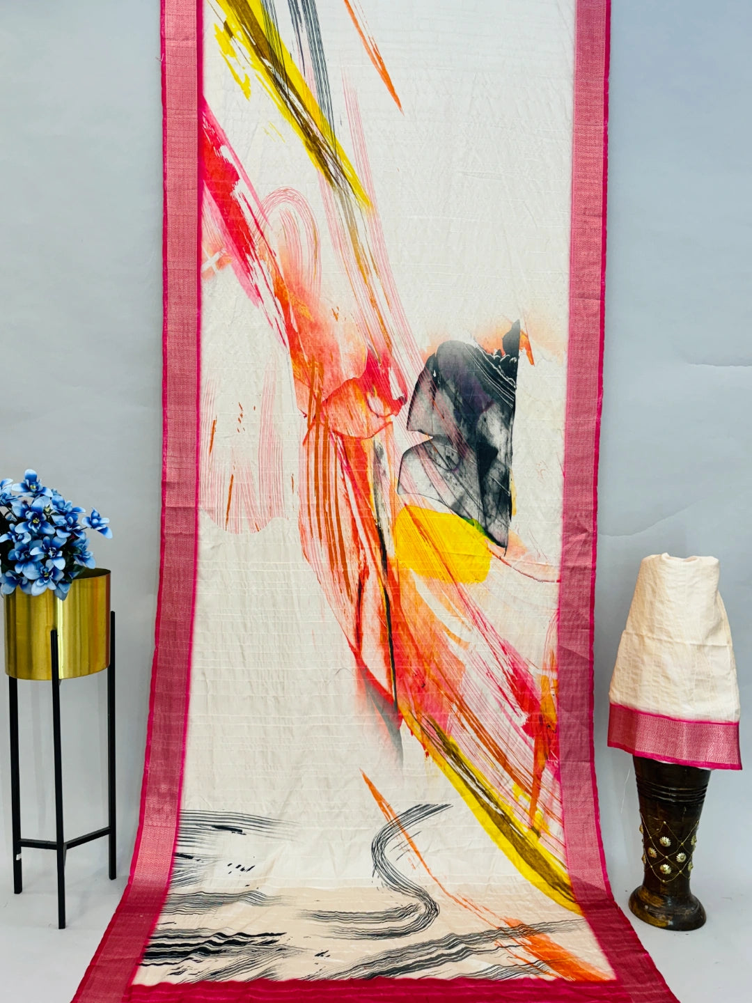cream colour silk saree