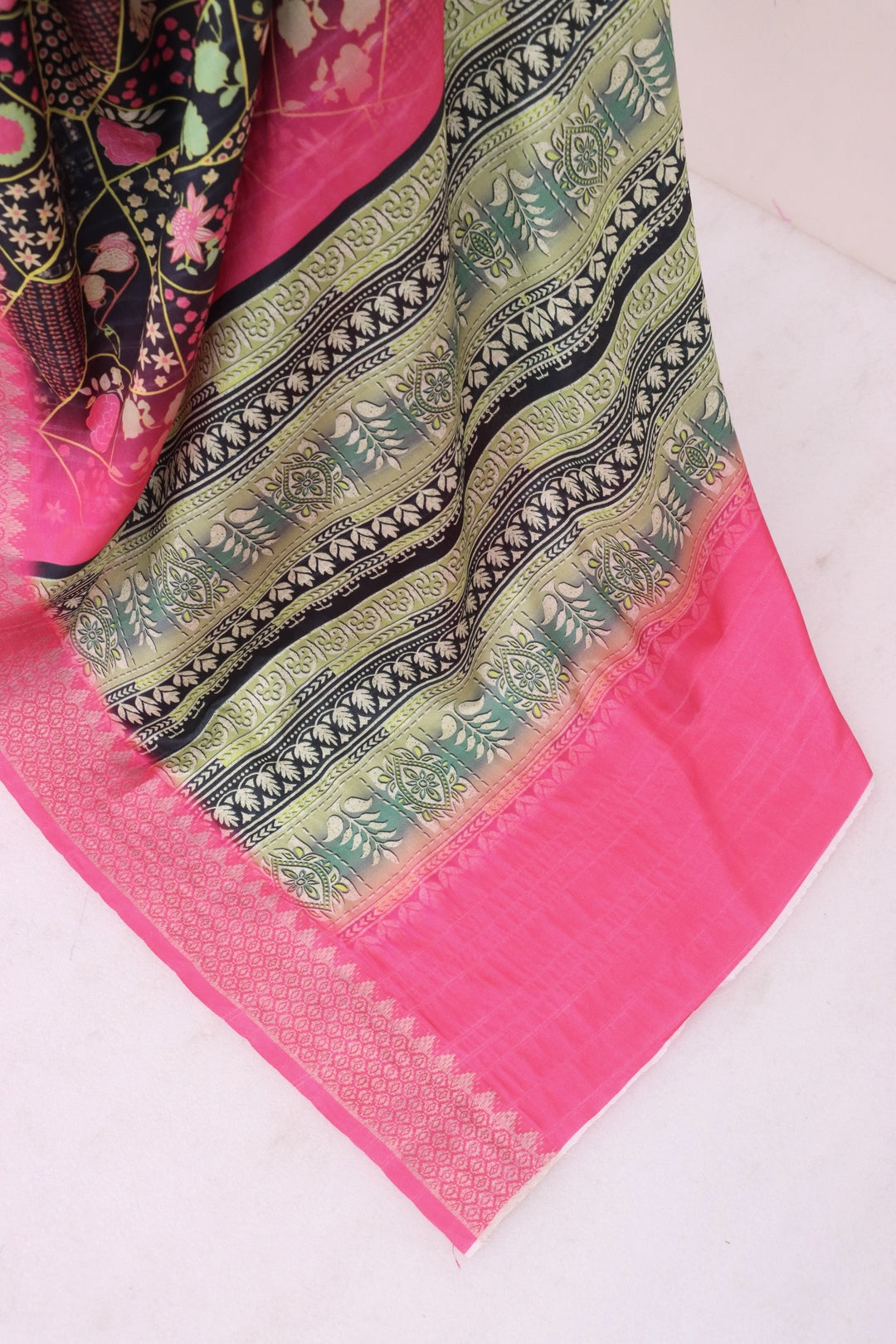 black and pink silk saree online