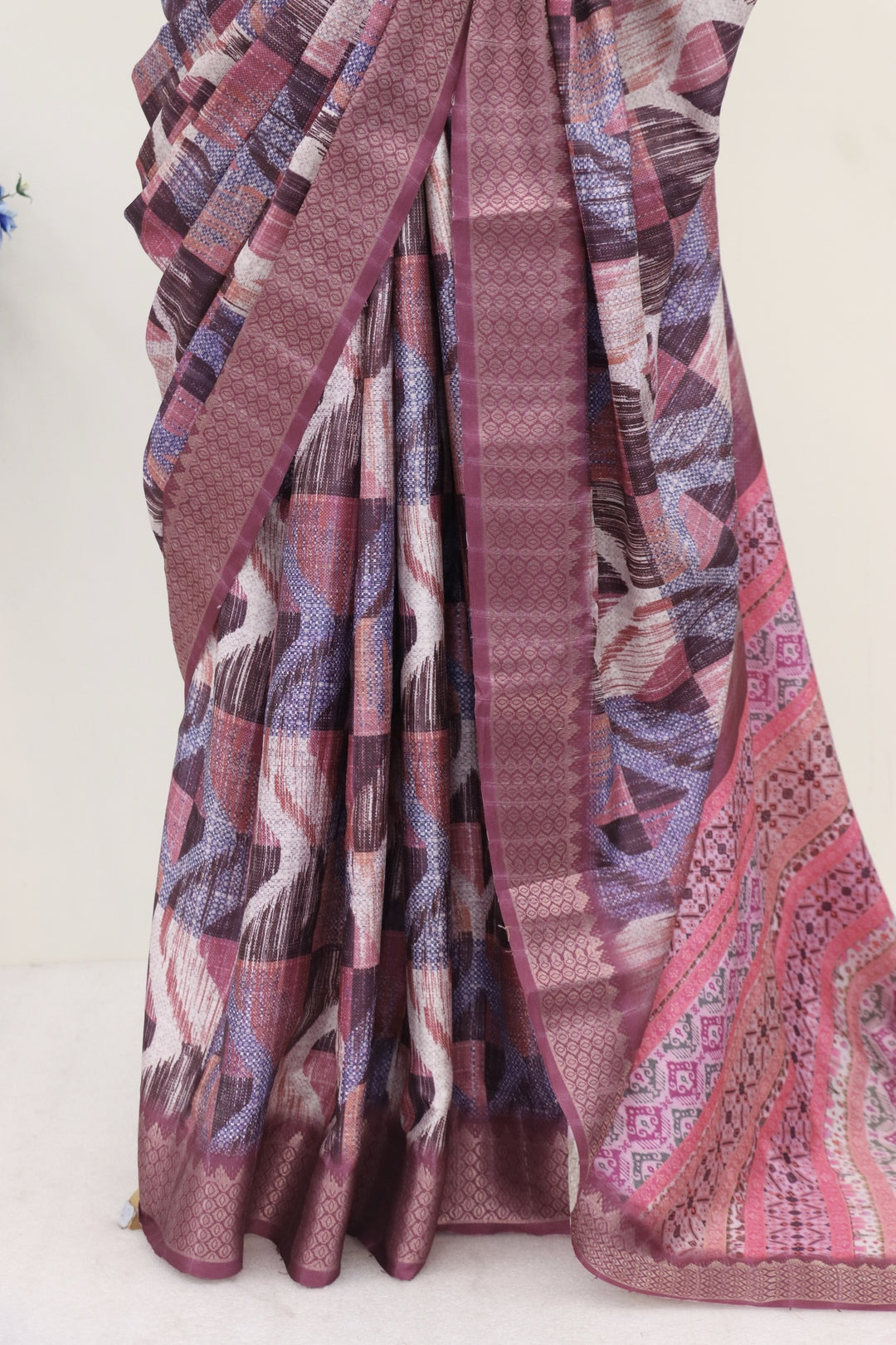 purple printed saree
