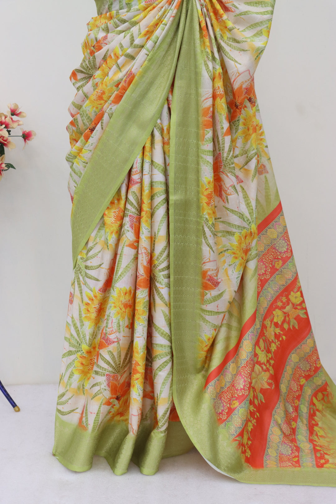 Light Green printed saree
