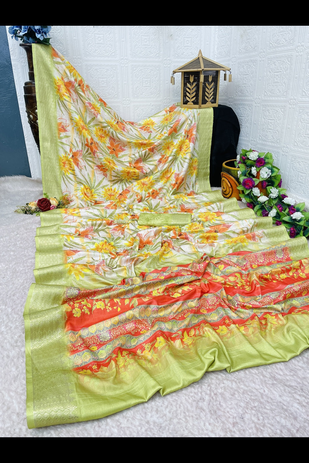 Light Green printed saree