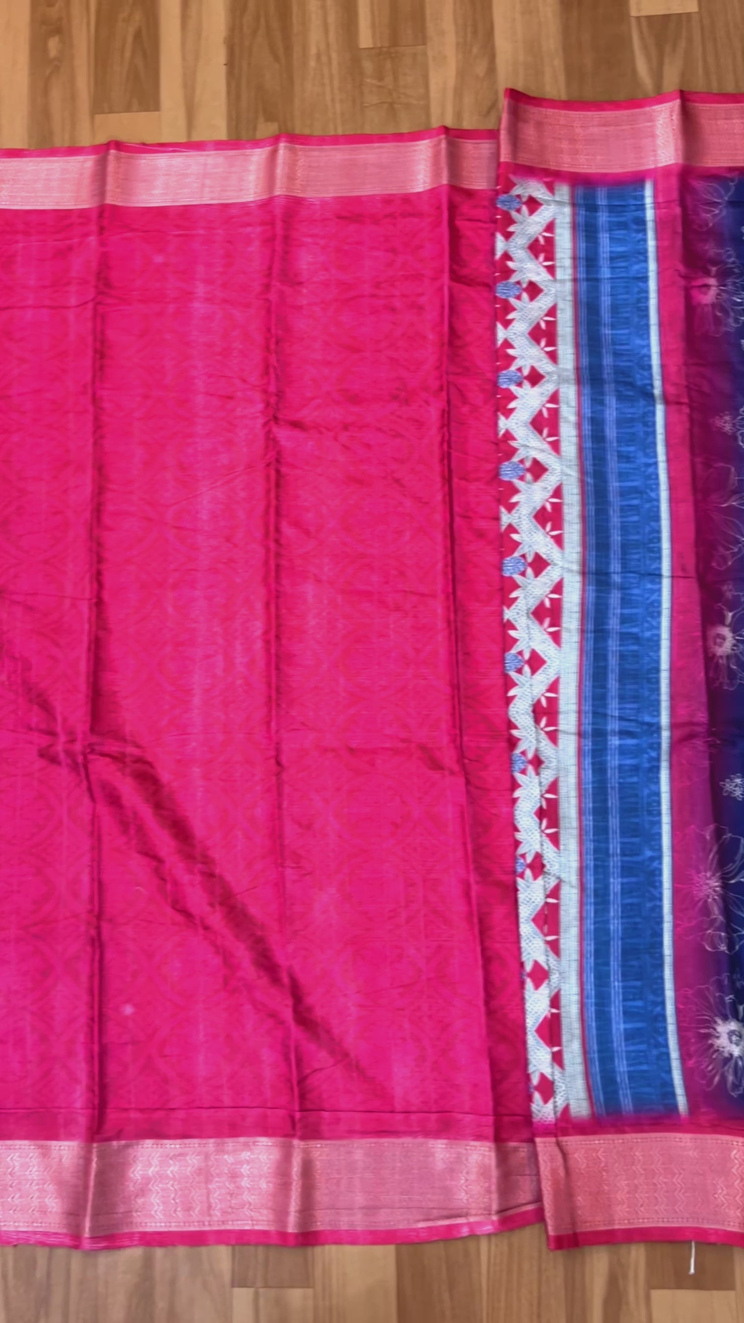 Navy Blue Silk Saree with Red Border